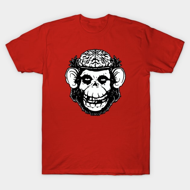 Monkey Brains INK skull on colors T-Shirt by GodsBurden